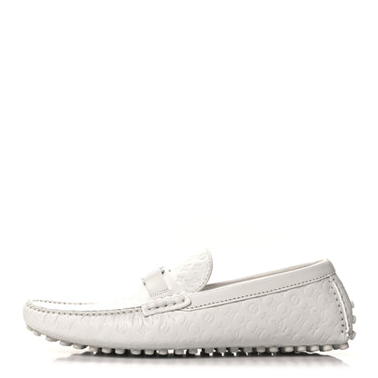 Louis Vuitton Soft Calfskin Mini Monogram Embossed Mens Hockenheim Moccasin Loafers 11 White 1 of 8