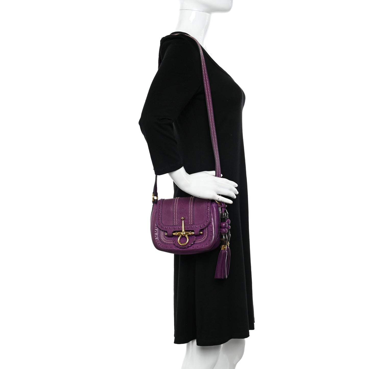 Calfskin Small Snaffle Bit Shoulder Bag Purple