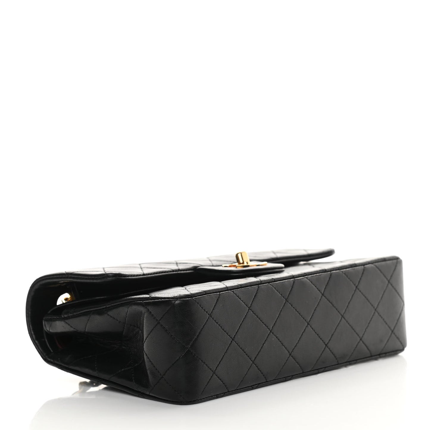 Lambskin Quilted Small Double Flap Black