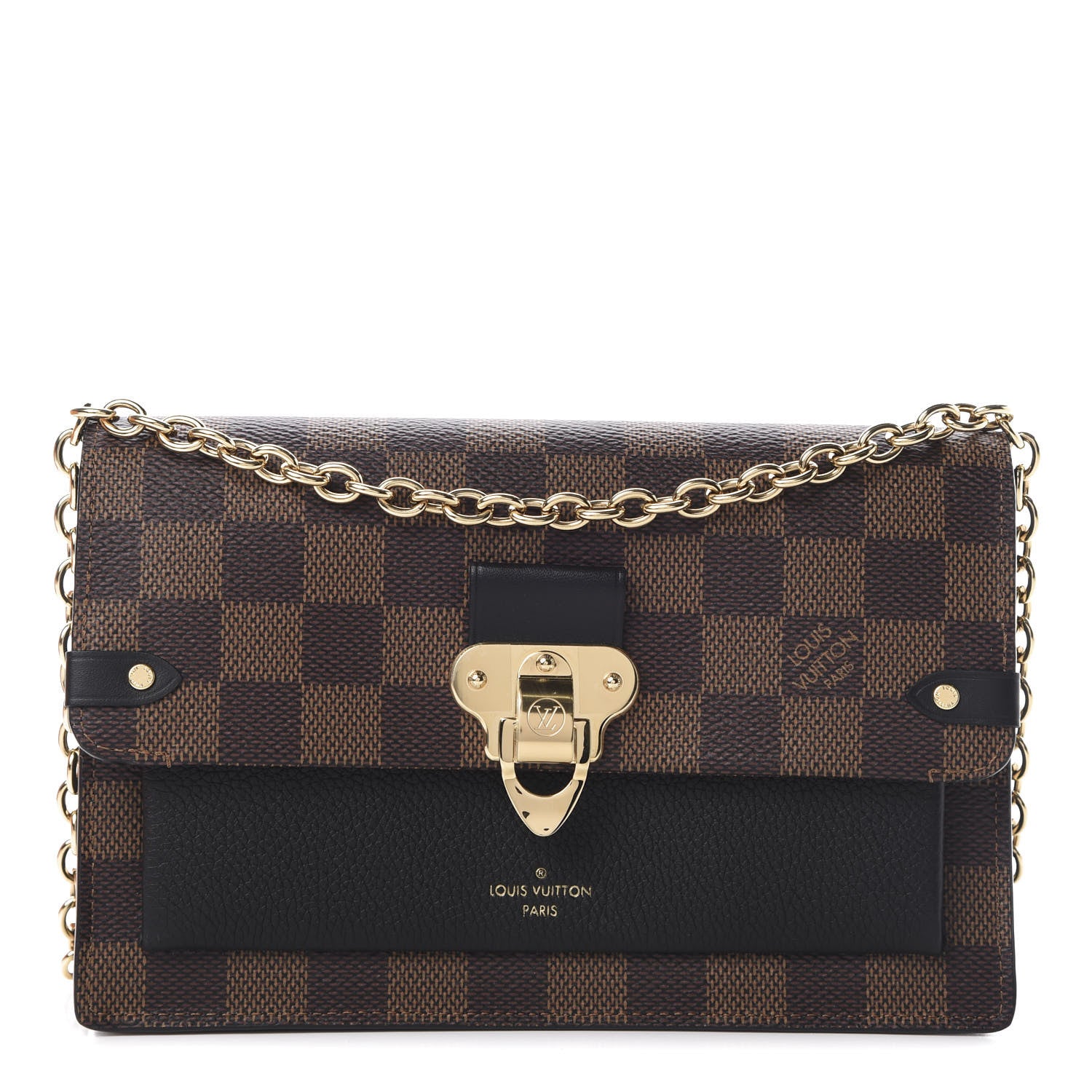 Louis Vuitton Damier Ebene Vavin Chain Wallet Black 1 of 11