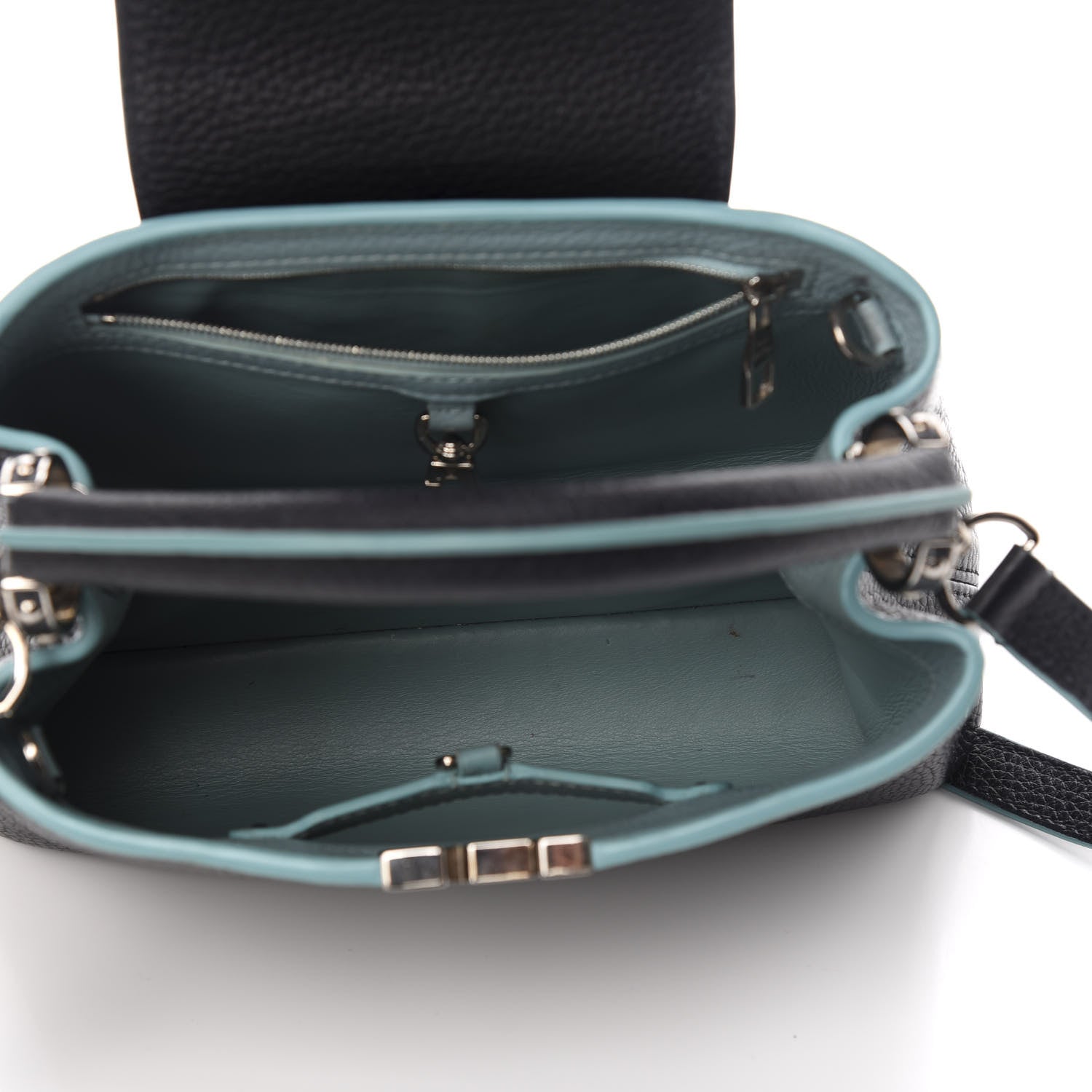 Louis Vuitton Taurillon Capucines BB Black Turquoise 5 of 10