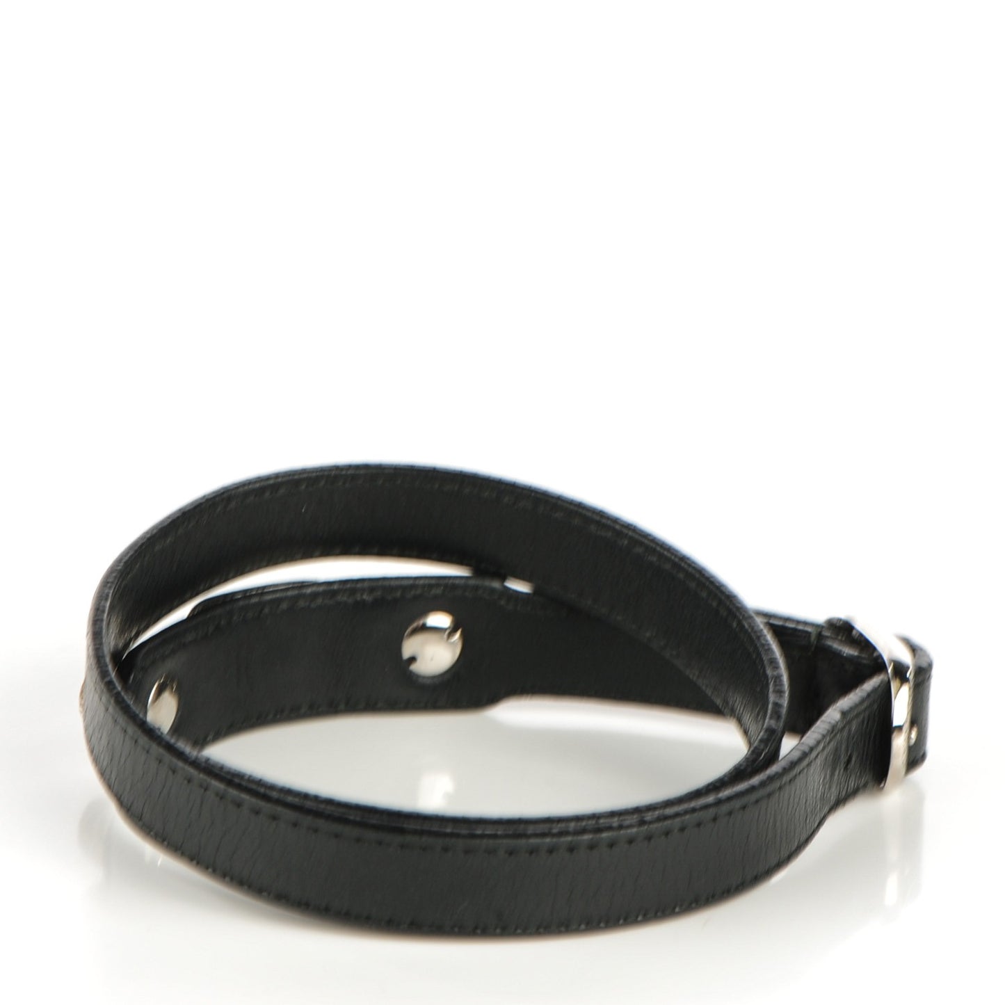 Agneau Giant Silver Hardware Triple Tour L Bracelet Black