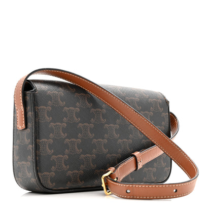 Celine Canvas Calfskin Triomphe Shoulder Bag Tan 3 of 15