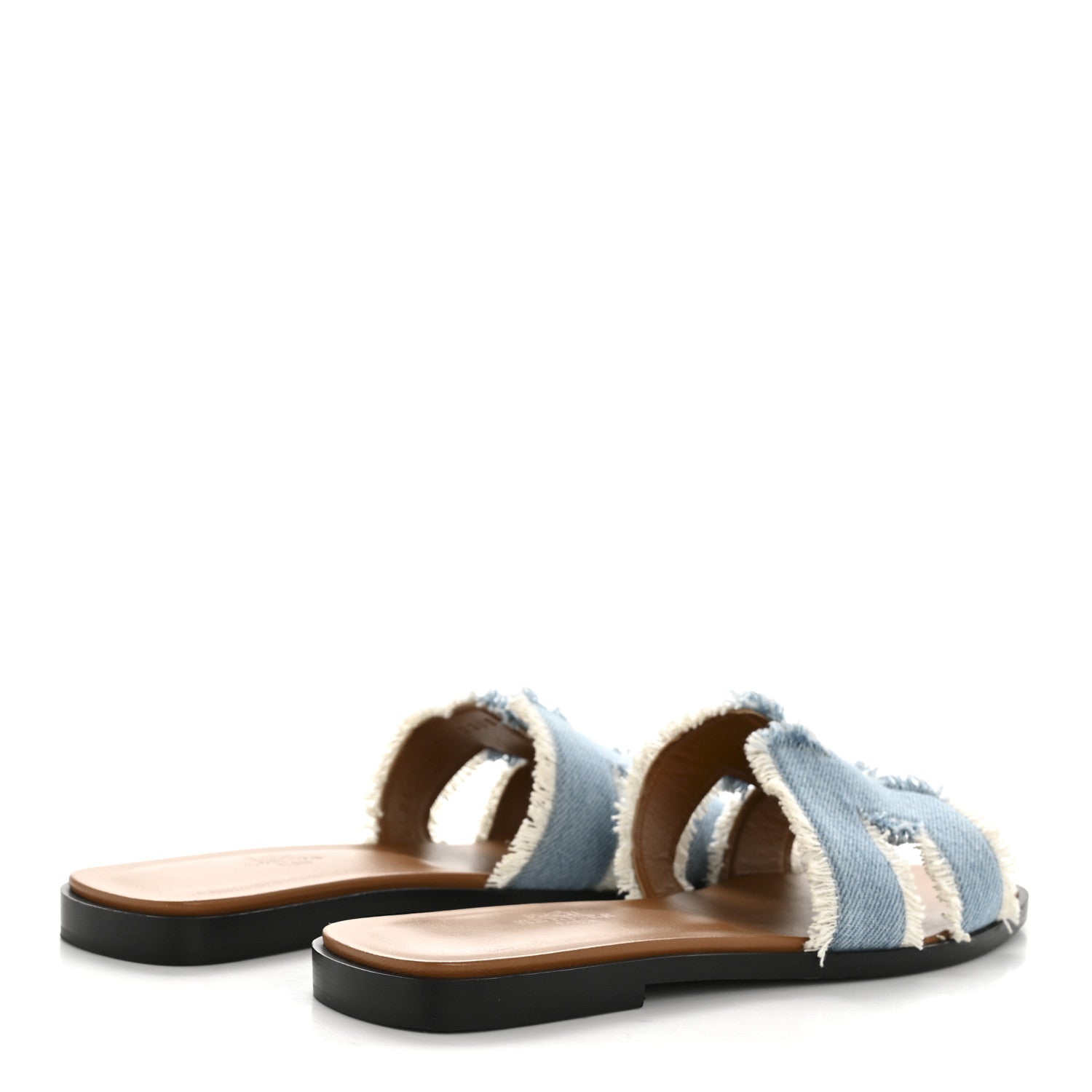 Hermes Denim Oran Fringe Sandals 37 Bleu Clair 5 of 9