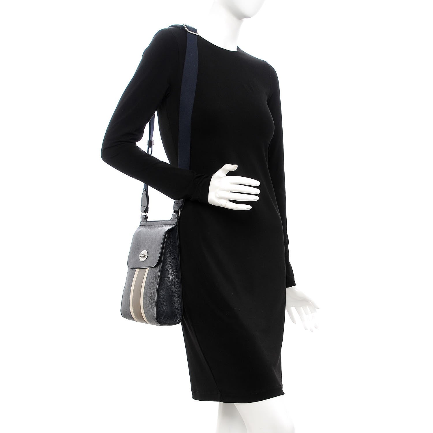 Mulberry Natural Grain Calfskin College Stripe Antony Messenger Midnight Chalk Moss 2 of 7