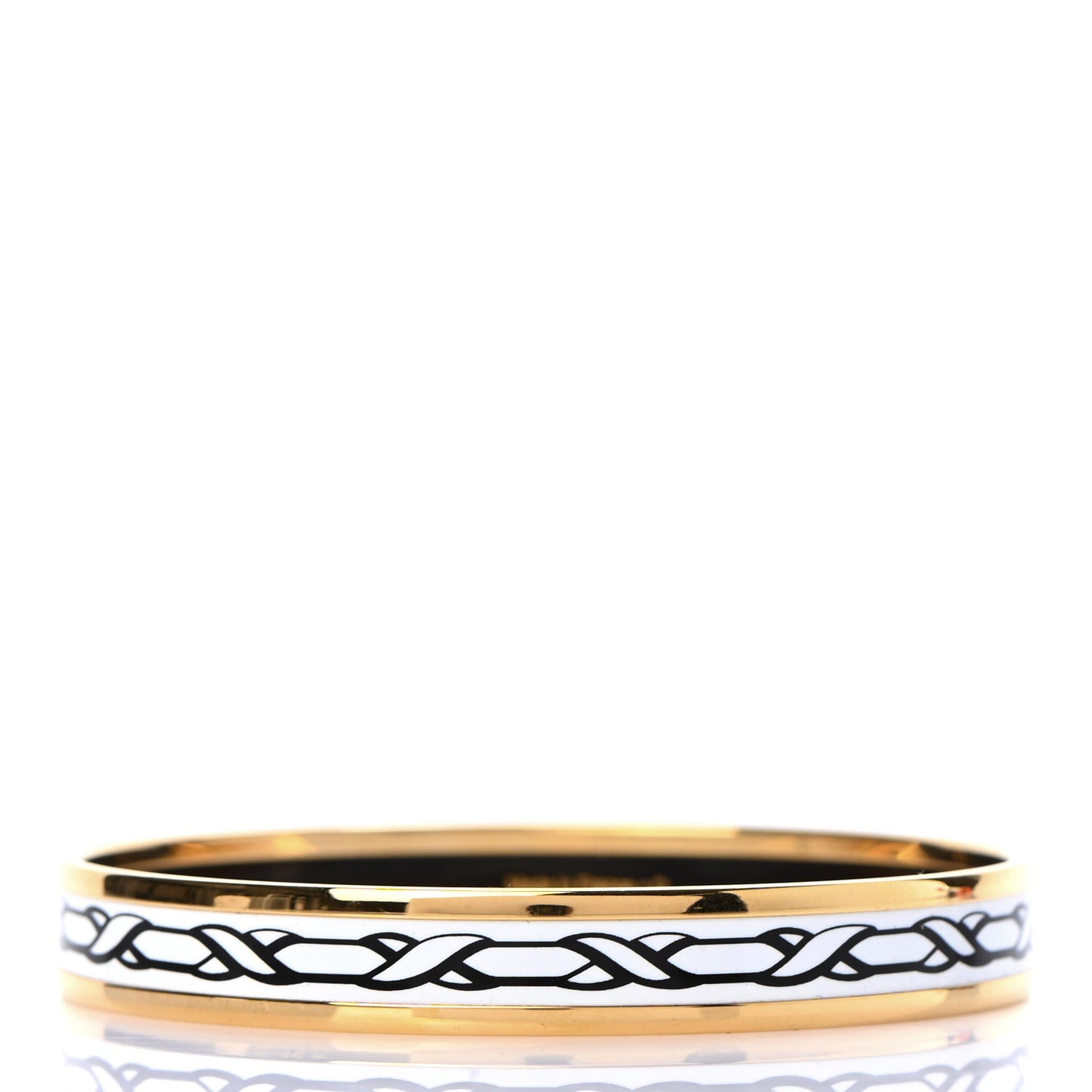 Enamel Printed Narrow Tressages d'Apparat Croisillons Bracelet Black
