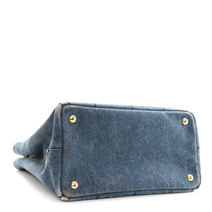 Prada Denim Small Logo Tote Bleu 4 of 14