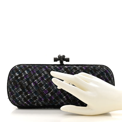 Bottega Veneta Satin Intreccio Impero Ayers Stretch Knot Clutch Purple Black Multicolor 2 of 11