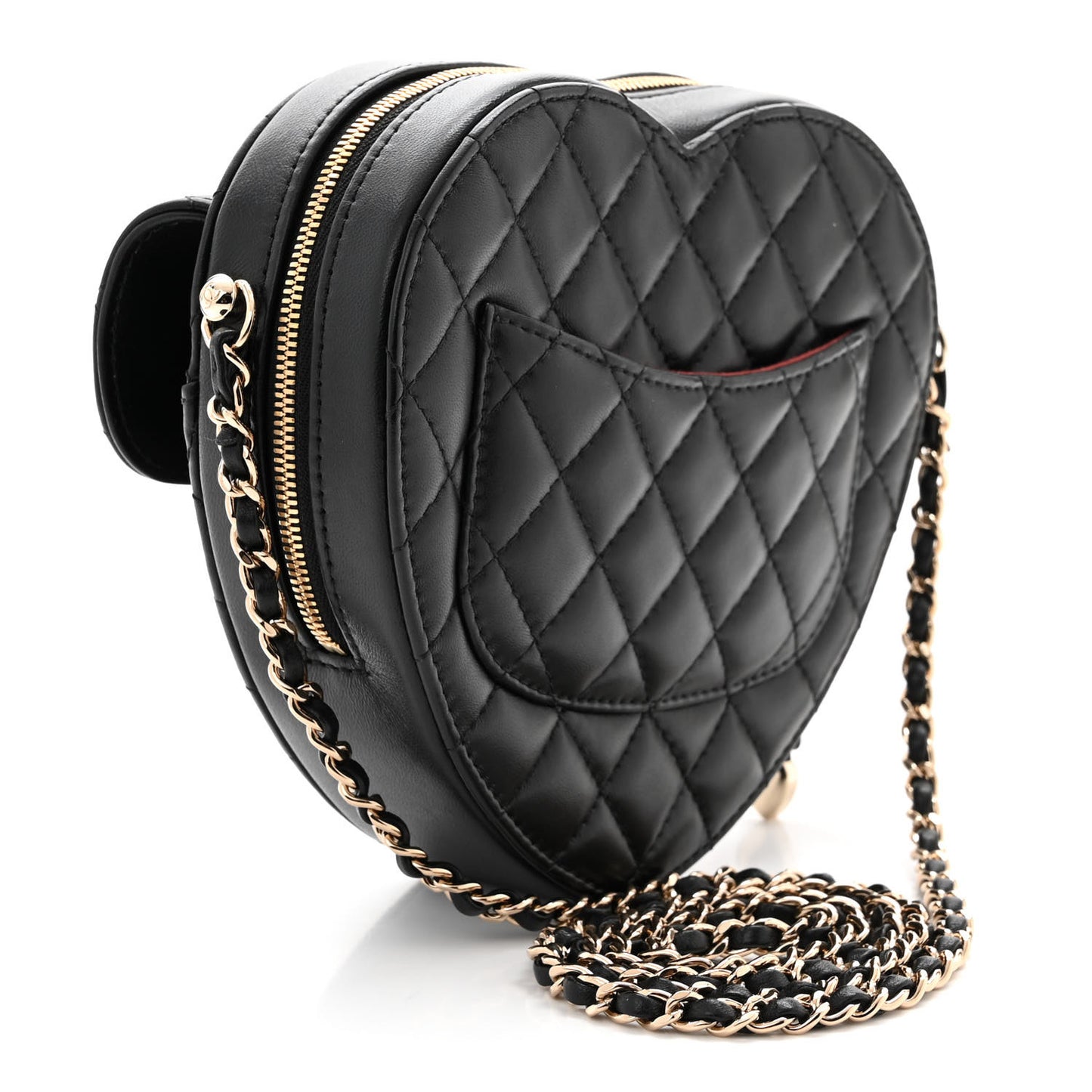 Lambskin Quilted CC In Love Heart Bag Black