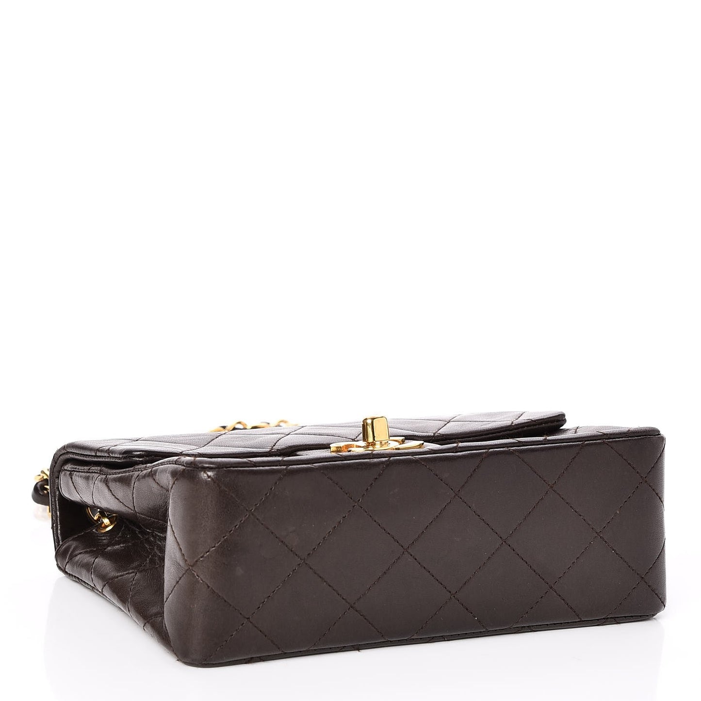 Lambskin Quilted Mini Square Flap Brown