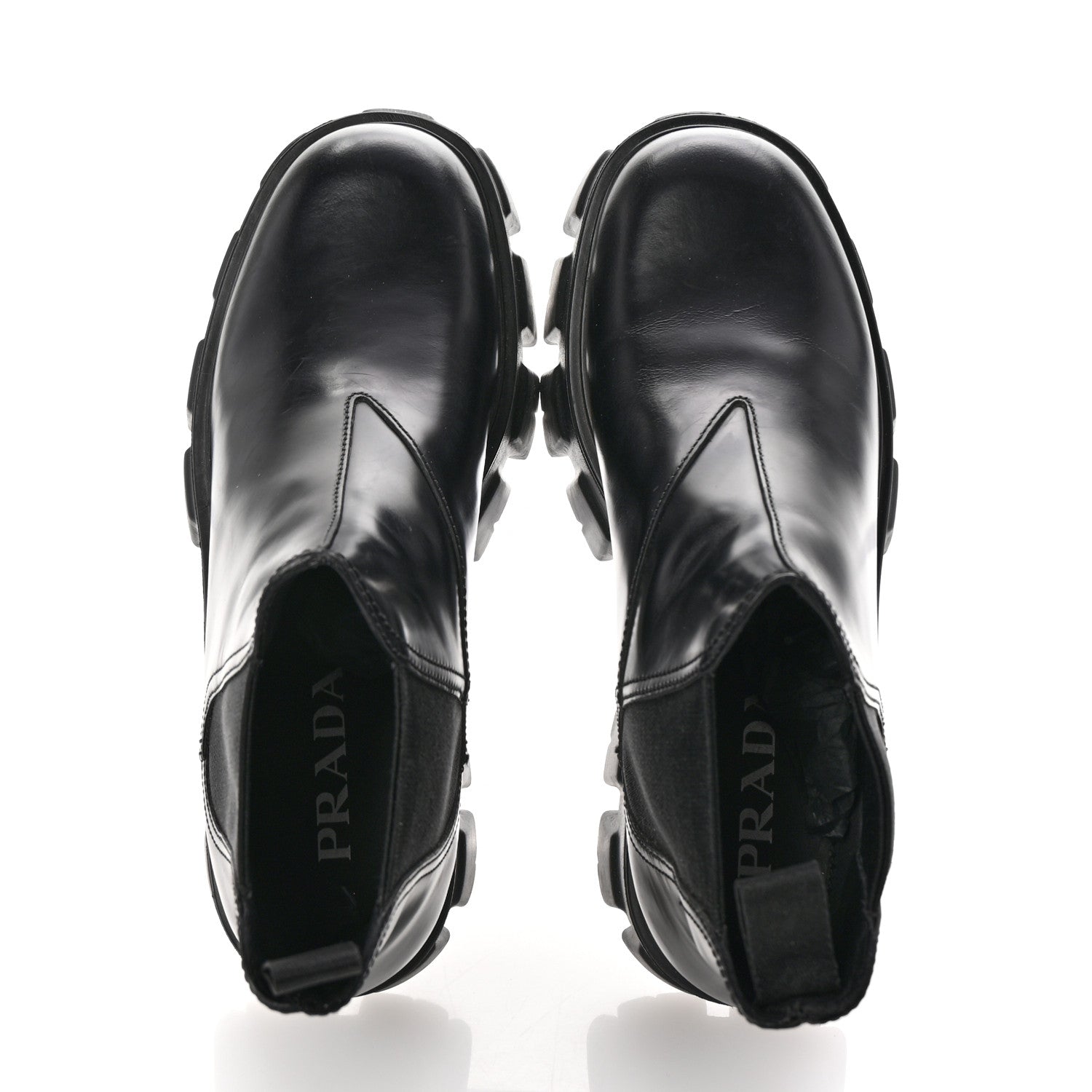 Prada Spazzolato Rois Monolith Chelsea 55mm Ankle Boots 39.5 Black 2 of 11