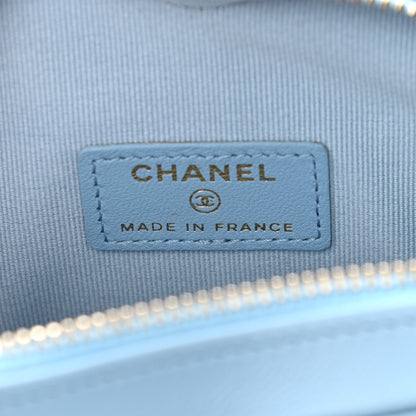 Chanel Lambskin Quilted CC In Love Heart Clutch With Chain Light Blue 6 of 10