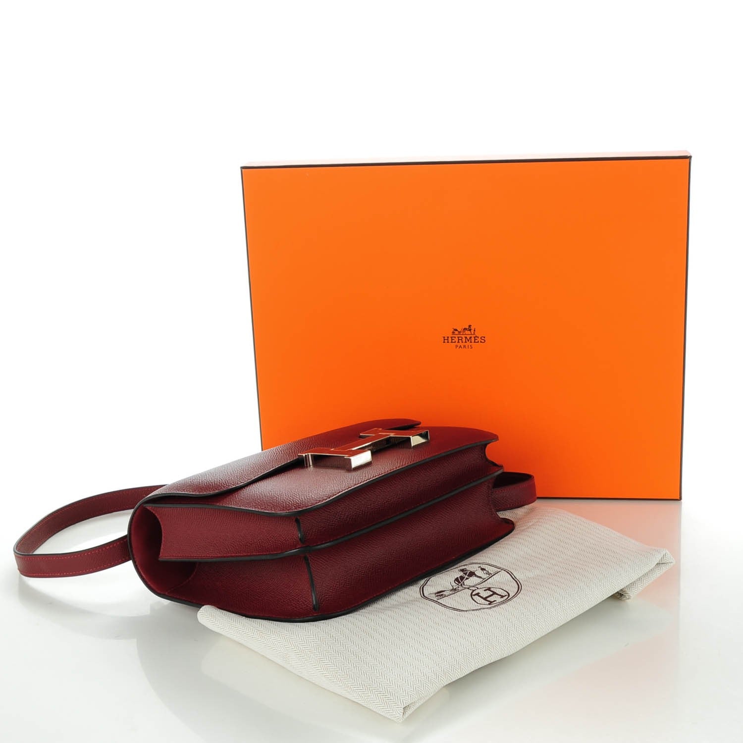 Hermes Epsom Enamel Constance 24 Rouge H Bleu Nuit 4 of 9