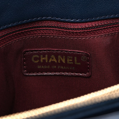 Chanel Sheepskin Quilted Mademoiselle Vintage Shopping Tote Navy 7 of 10