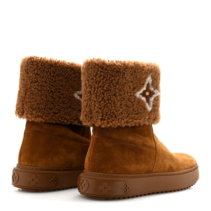Louis Vuitton Suede Calfskin Shearling Snowdrop Flat Ankle Boot 39 Cognac 5 of 9
