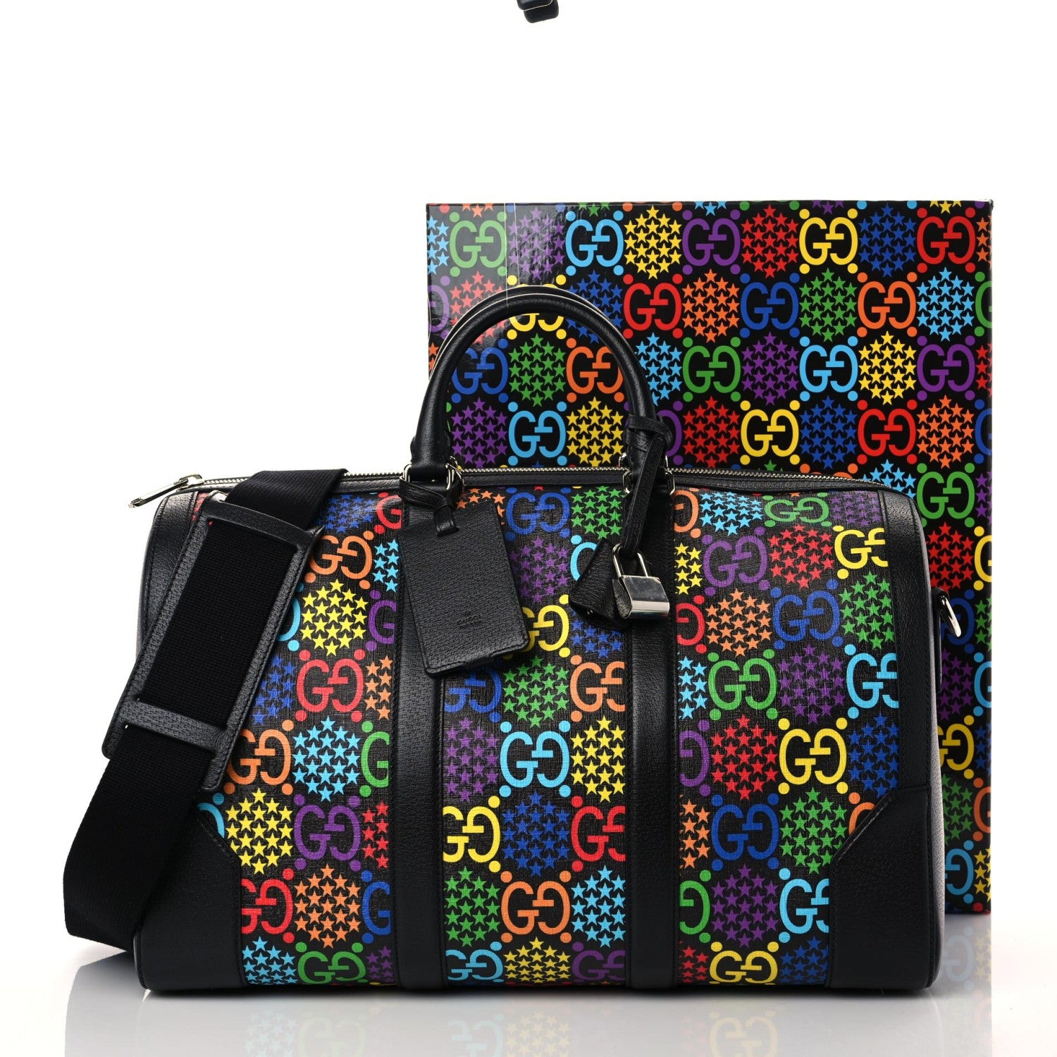 Gucci GG Supreme Monogram Psychedelic Duffle Bag Black Multicolor 10 of 10