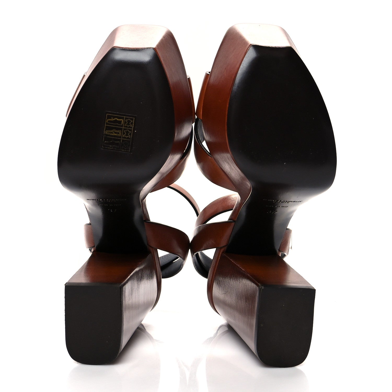 Saint Laurent Calfskin Farrah 80 Platform Sandals 37 Papaya 5 of 9