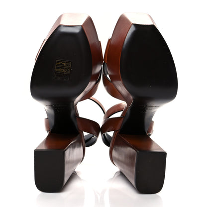 Saint Laurent Calfskin Farrah 80 Platform Sandals 37 Papaya 5 of 9