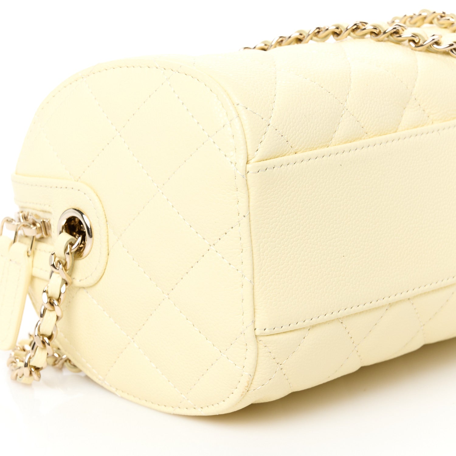 Chanel Caviar Quilted Mini Bowling Bag Yellow 9 of 11
