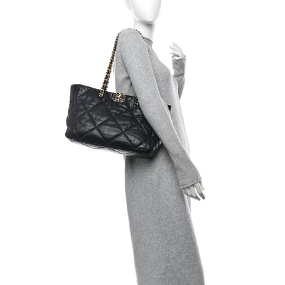 Chanel Lambskin Quilted Chanel 19 East West Shopping Bag Black 2 of 13