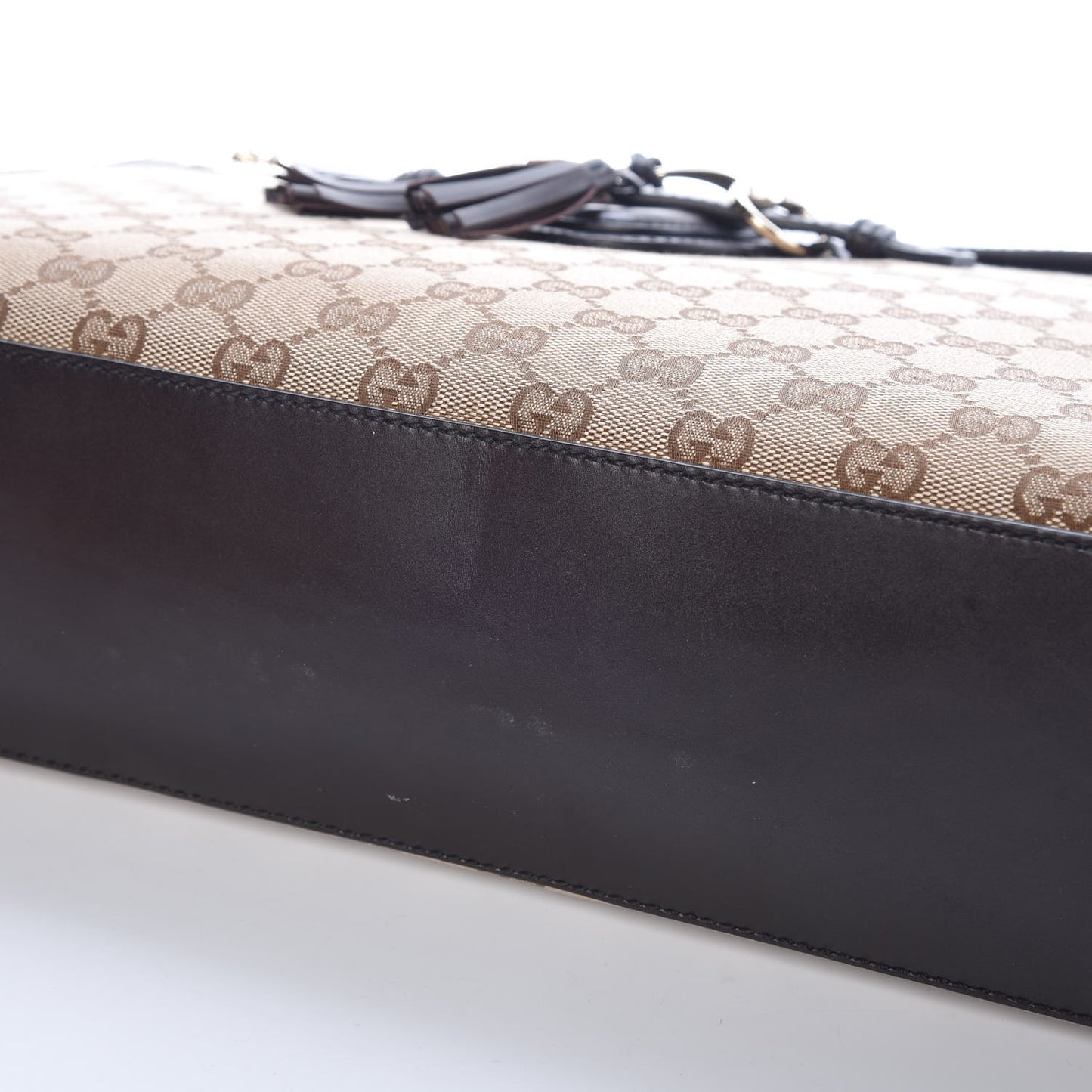 Monogram Margaux Calfskin Large Emily Chain Shoulder Bag Beige Ebony Cocoa
