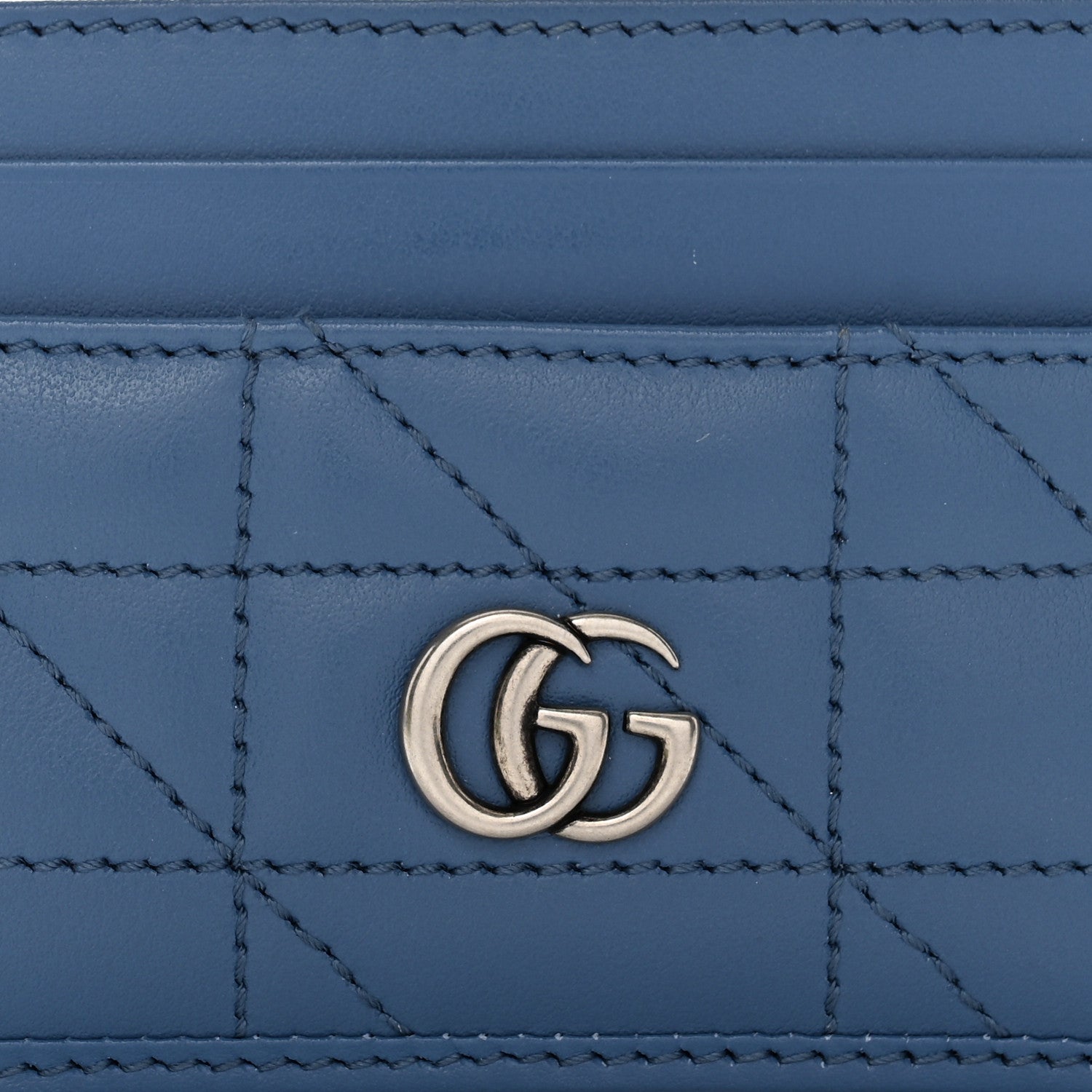 Gucci Calfskin Matelasse Aria GG Marmont Card Holder Clear Blue 7 of 9