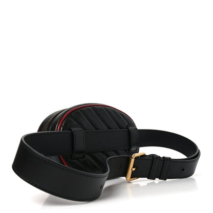 Gucci Azalea Calfskin Matelasse Diagonal Torchon GG Marmont Belt Bag 75 30 Black Romantic Cerise 2 of 9