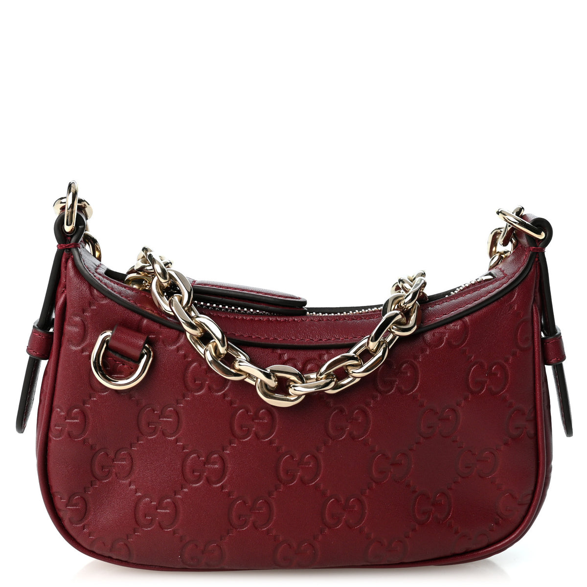 Gucci GG Calfskin Embossed Emblem Mini Shoulder Bag Rosso Ancora 1 of 10