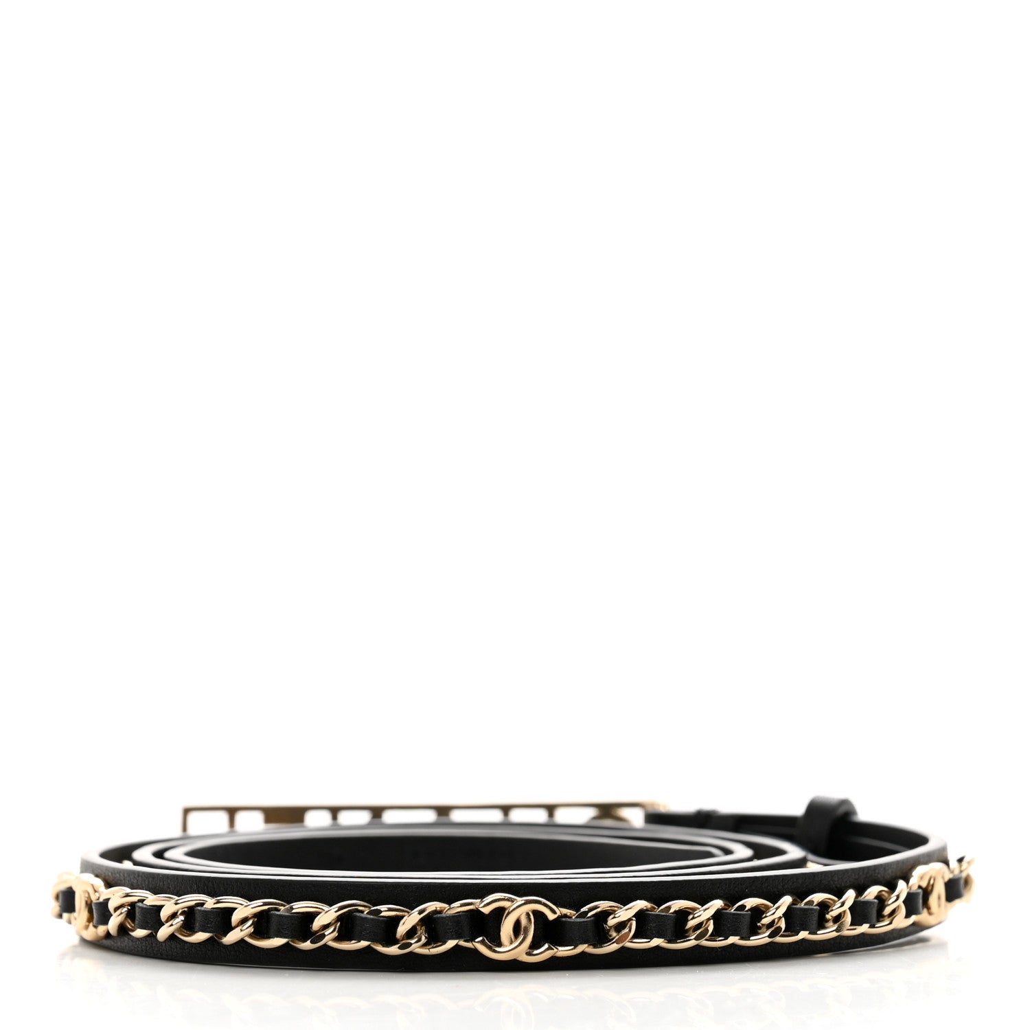 Chanel Calfskin Chain Logo Skinny Belt 80 32 Black 2 of 6