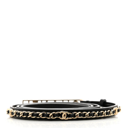 Chanel Calfskin Chain Logo Skinny Belt 80 32 Black 2 of 6