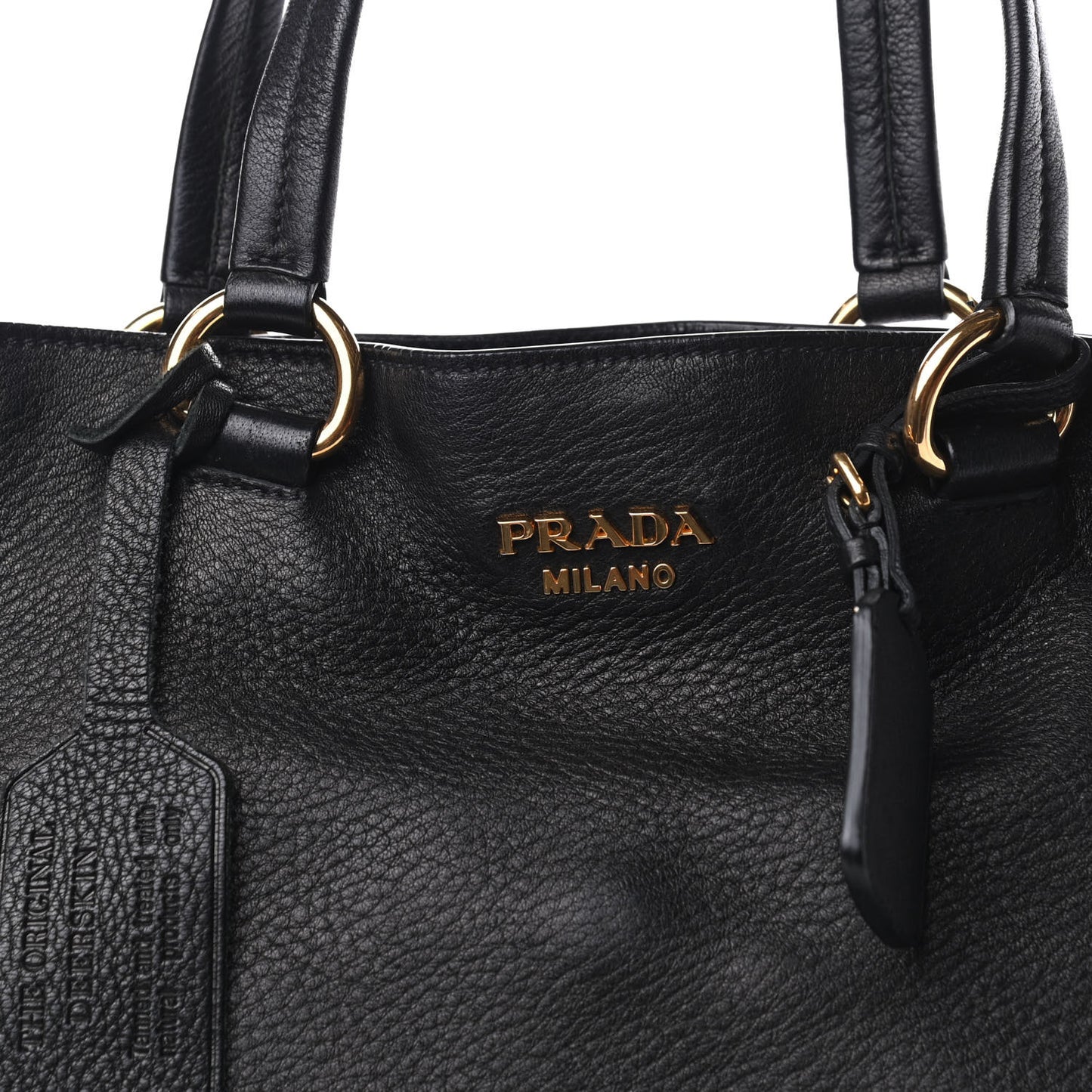 Cervo Deerskin Side Zip Tote Black