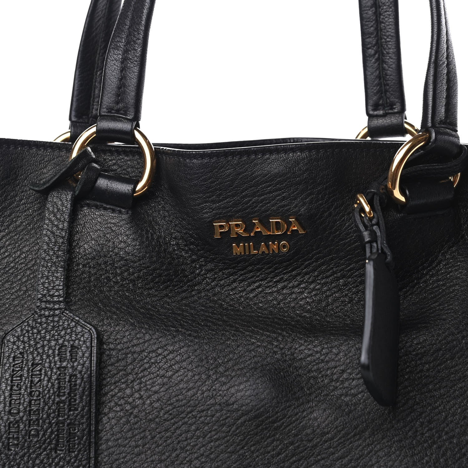 Prada Cervo Deerskin Side Zip Tote Black 9 of 9