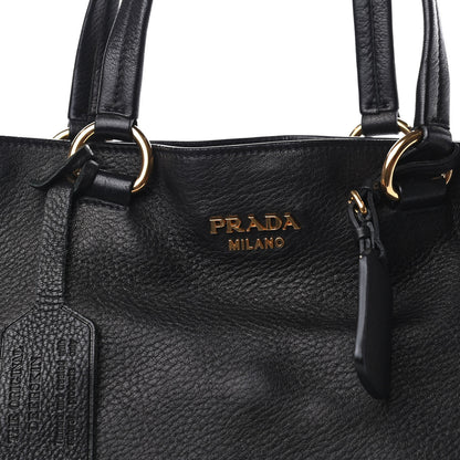 Prada Cervo Deerskin Side Zip Tote Black 9 of 9
