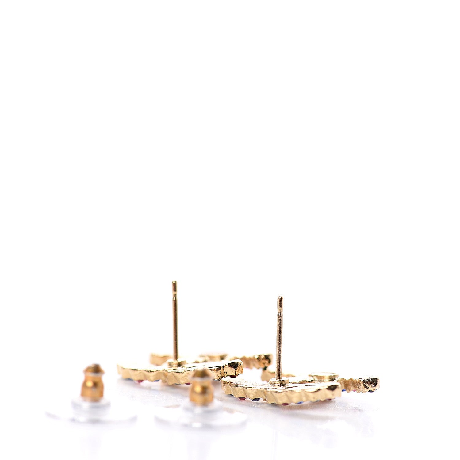 Chanel Crystal CC Earrings Gold Multicolor 3 of 4