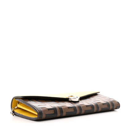 Fendi Vitello Cruise F is Fendi Bi-Color FF 1974 Embossed Continental Envelope Wallet On Chain Maya Black Sunflower 4 of 13