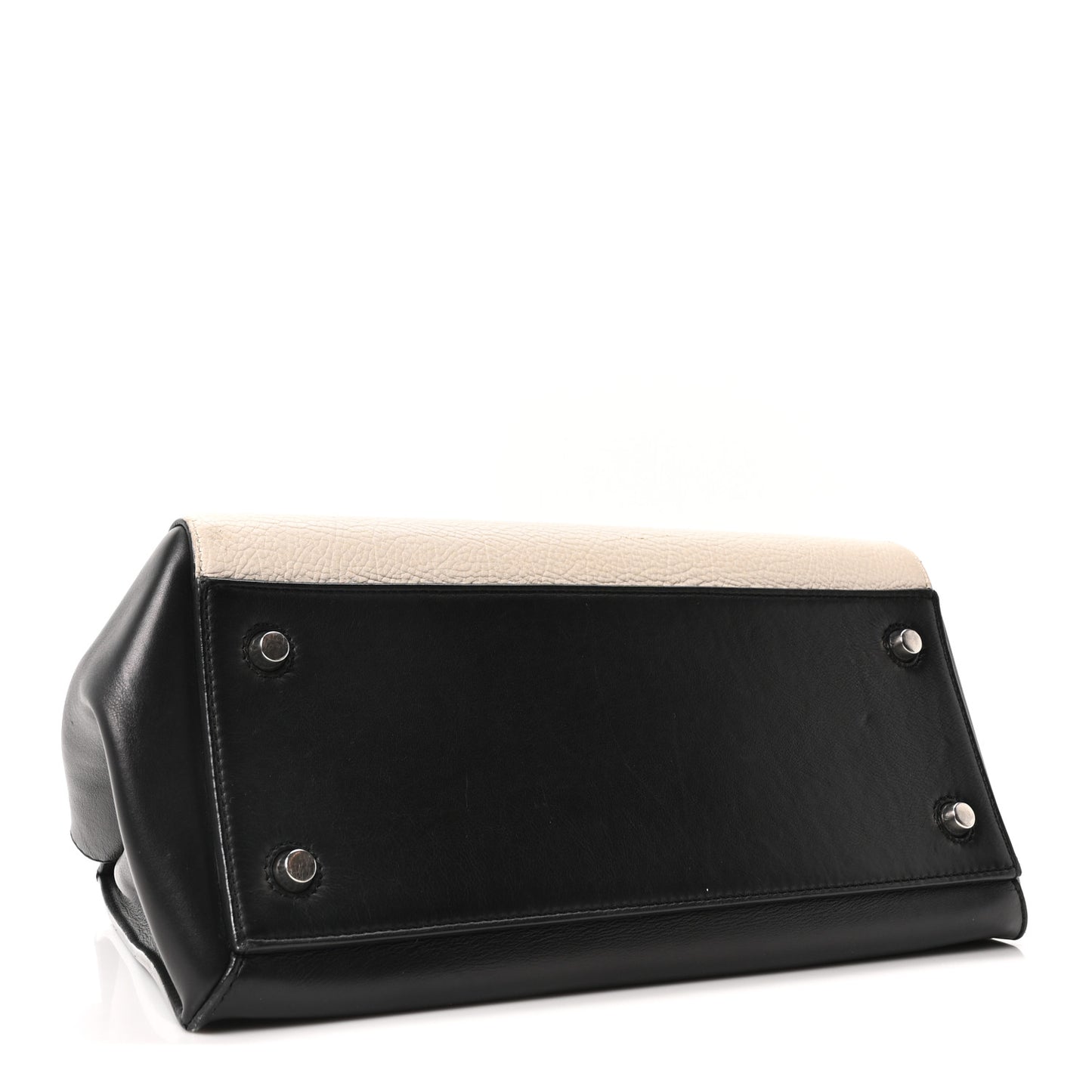 Textured Calfskin Small Bi-Color Edge Shoulder Bag Black Cream