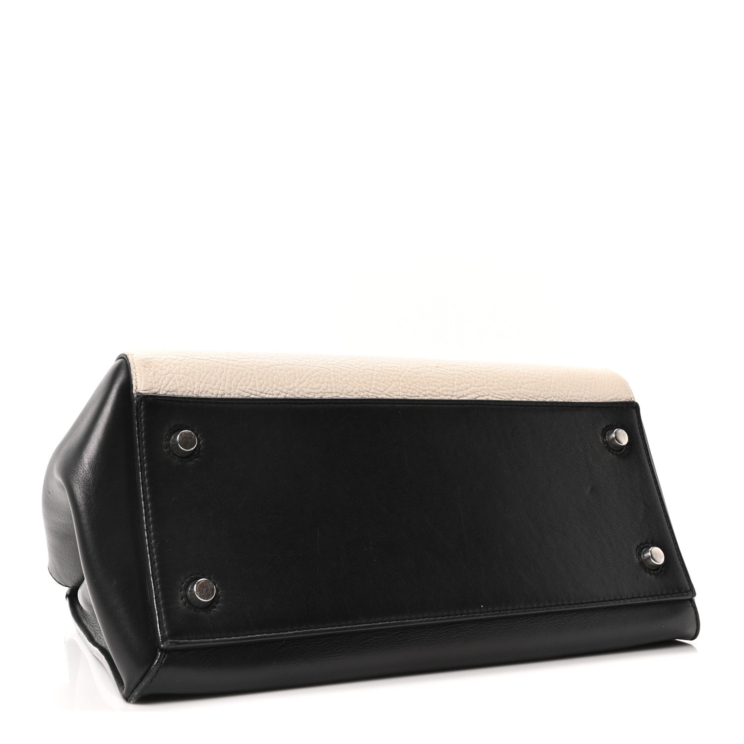 Celine Textured Calfskin Small Bi-Color Edge Shoulder Bag Black Cream 4 of 10