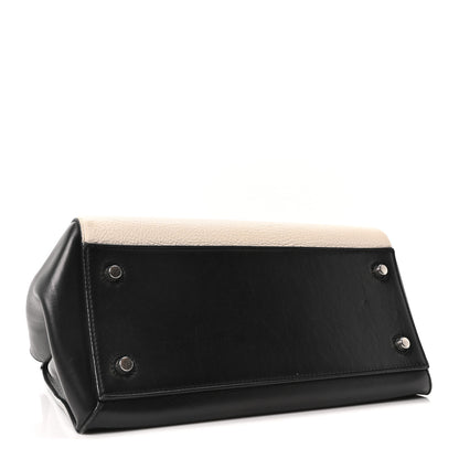Celine Textured Calfskin Small Bi-Color Edge Shoulder Bag Black Cream 4 of 10