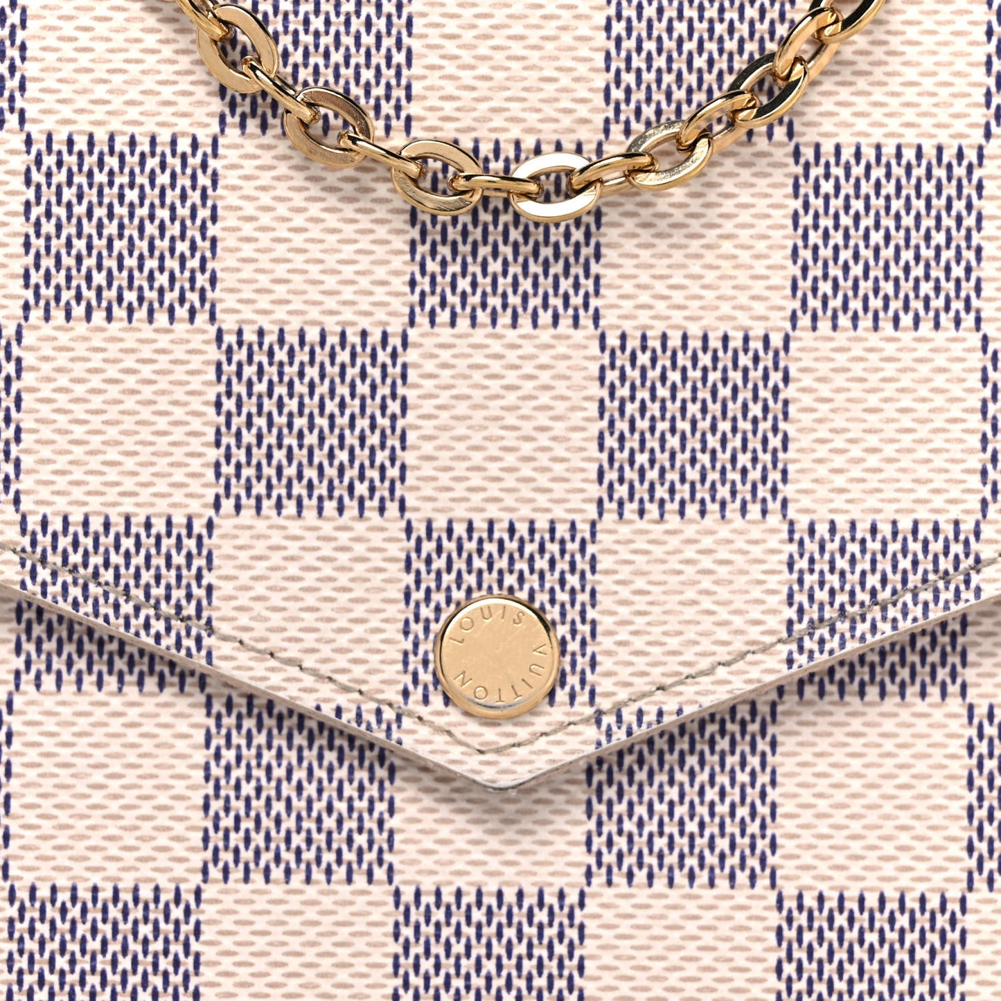 Damier Azur Pochette Felicie Chain Wallet Rose Ballerine