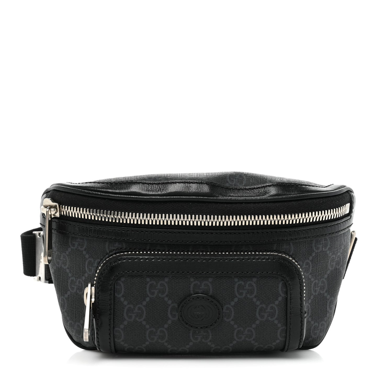 GG Supreme Monogram Textured Calfskin Retro Interlocking G Belt Bag Black