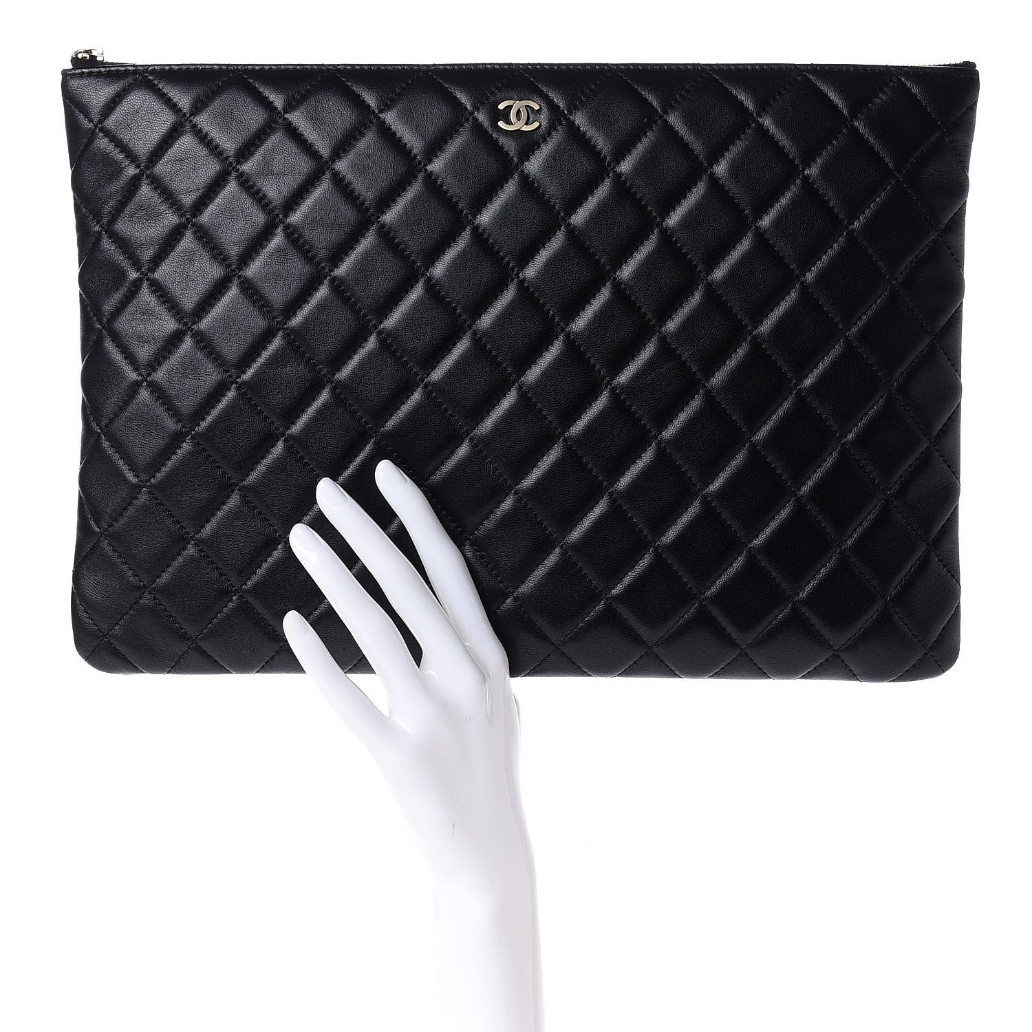 Chanel Lambskin Quilted Large Cosmetic Case Black 2 of 8