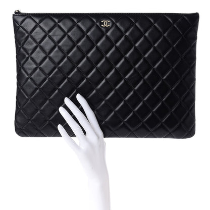 Chanel Lambskin Quilted Large Cosmetic Case Black 2 of 8
