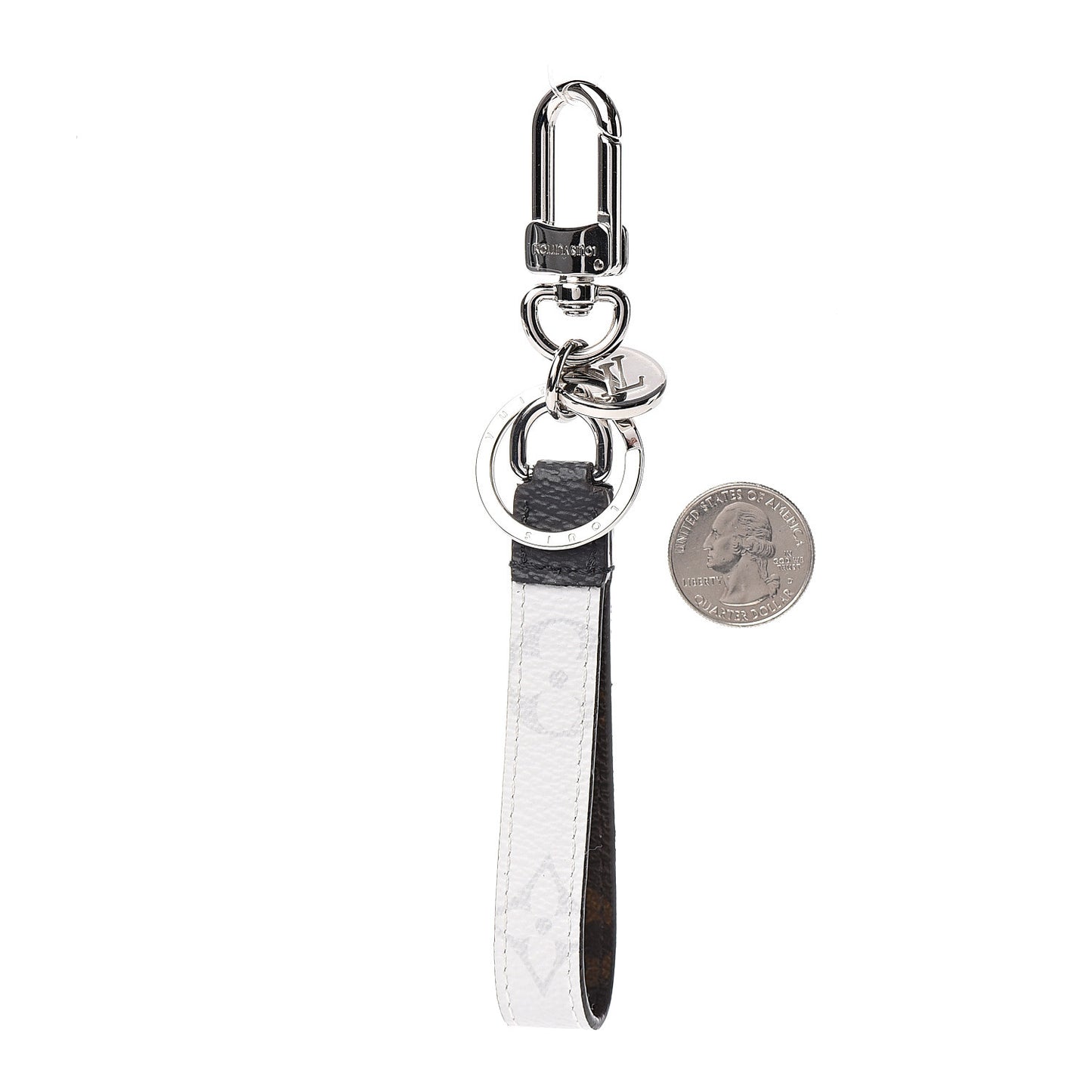 Monogram Eclipse White Slim Dragonne Bag Charm Key Holder