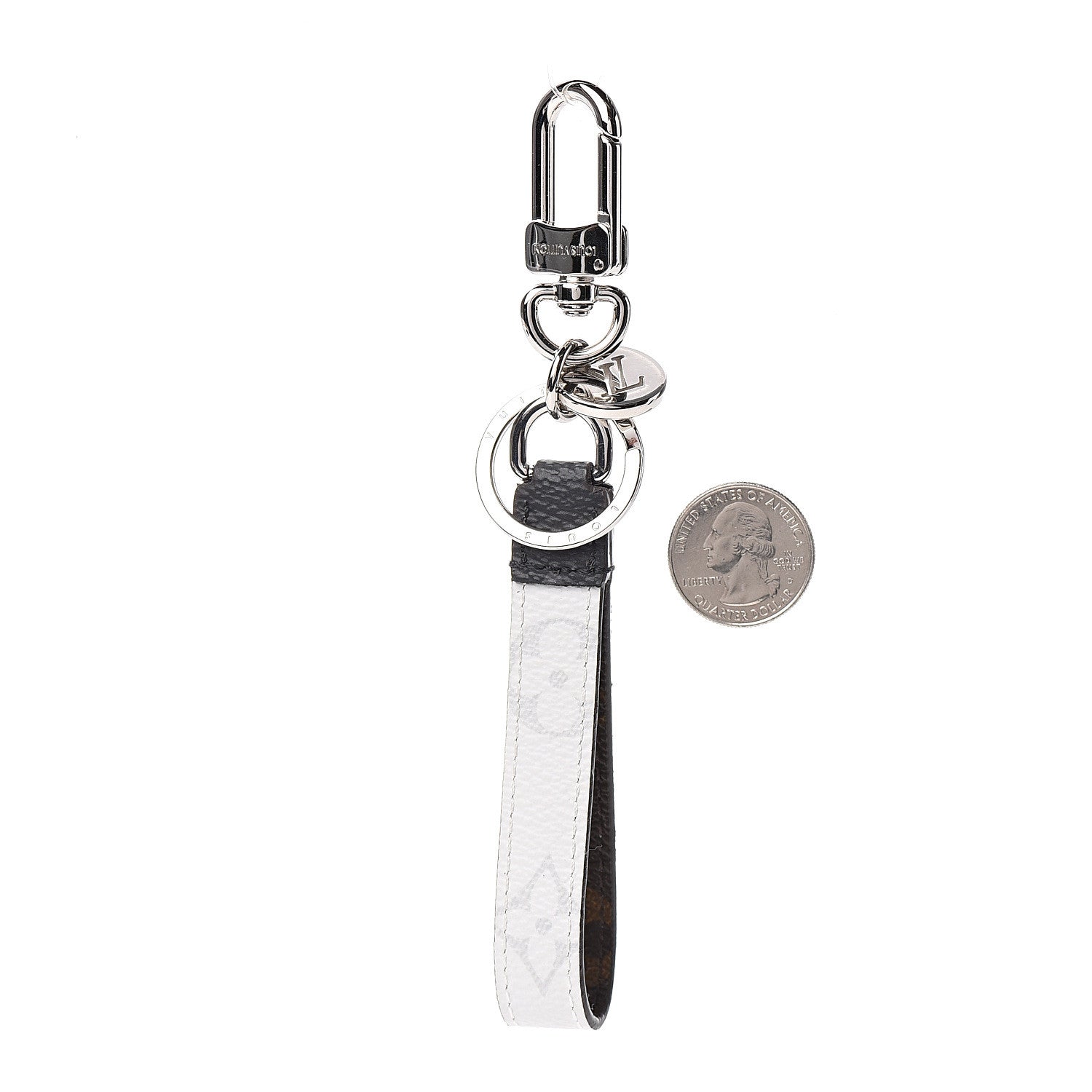 Louis Vuitton Monogram Eclipse White Slim Dragonne Bag Charm Key Holder 2 of 3