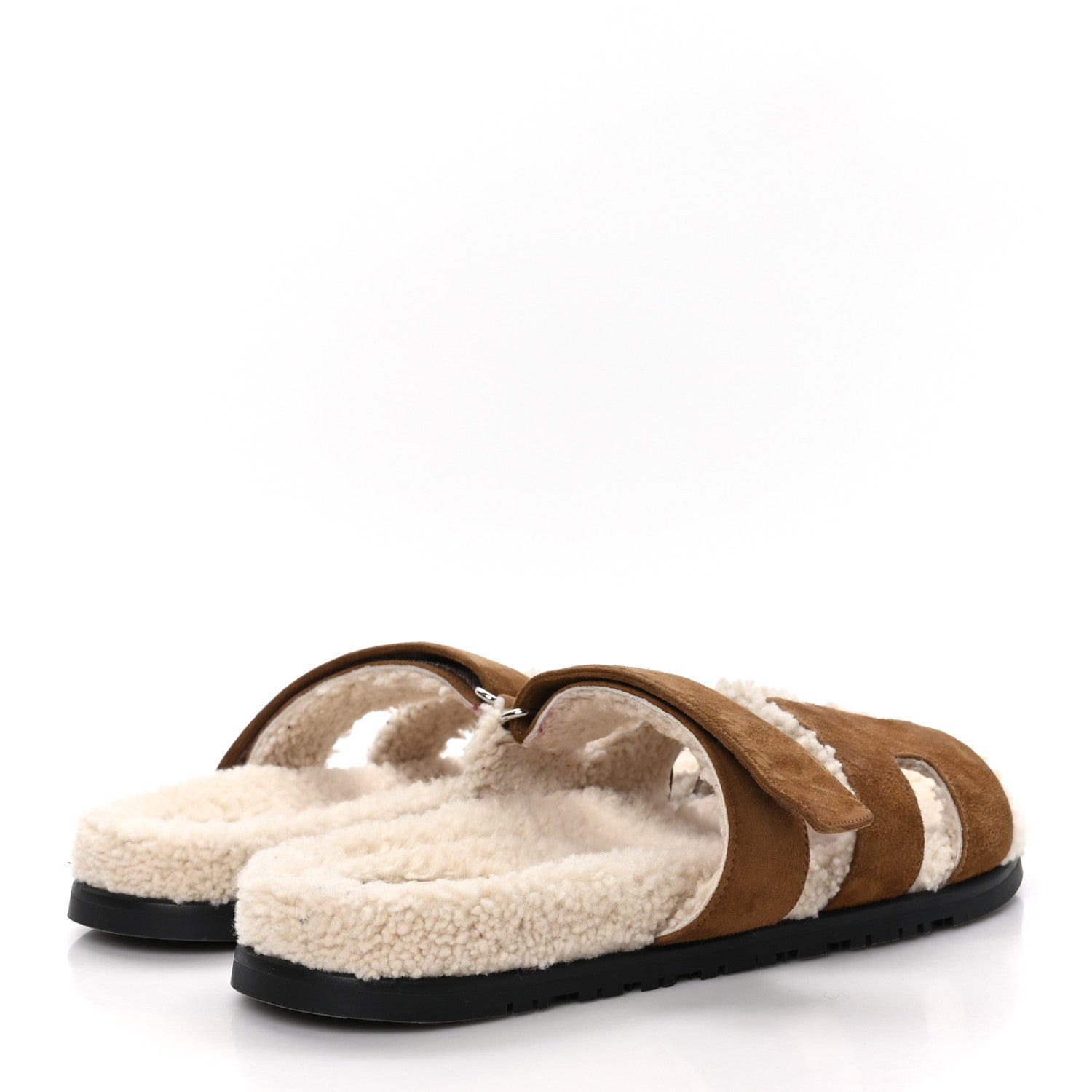 Hermes Suede Goatskin Woolskin Mens Chypre Sandals 43 Naturel Ecru 4 of 7