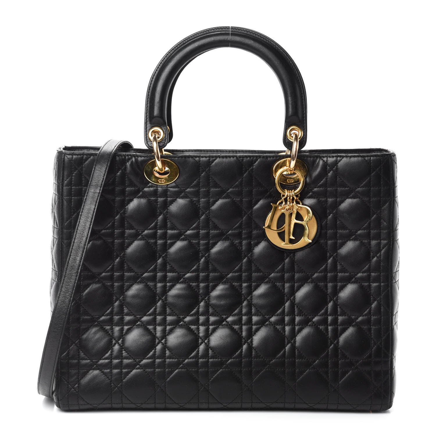 Christian Dior Lambskin Cannage Large Lady Dior Black 1 of 14