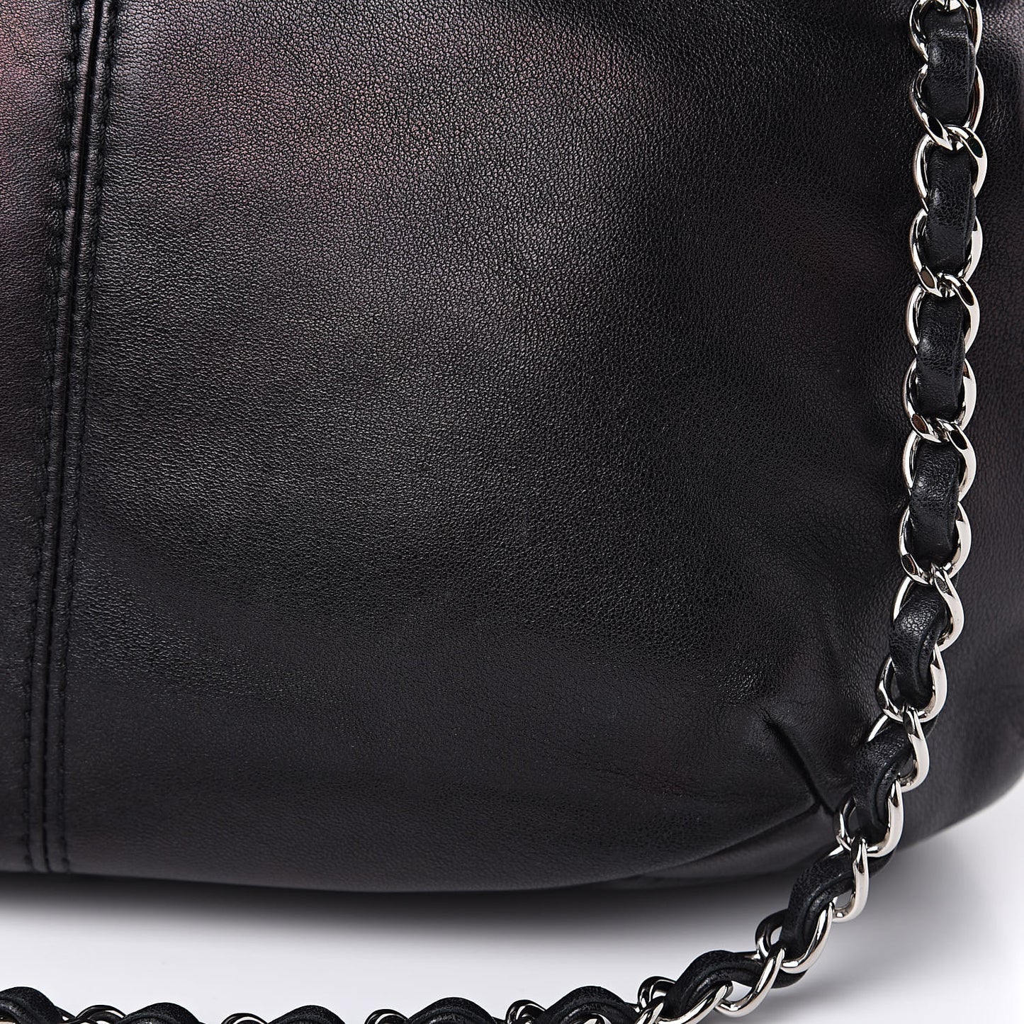 Shiny Lambskin Quilted Medium Trianon Messenger Flap Black
