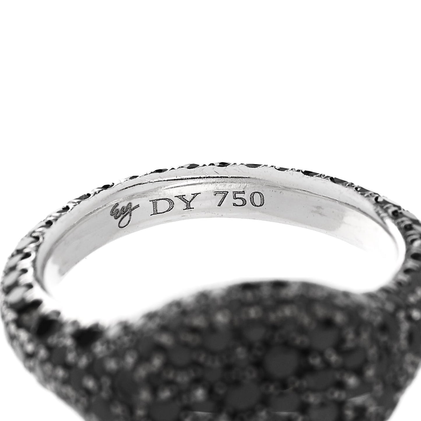 18K White Gold Black Diamond Pave Pinky Ring 44 3
