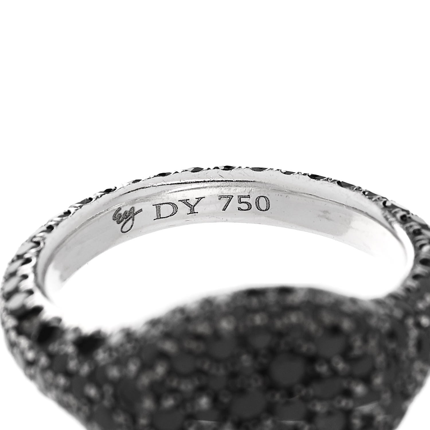 David Yurman 18K White Gold Black Diamond Pave Pinky Ring 44 3 5 of 5