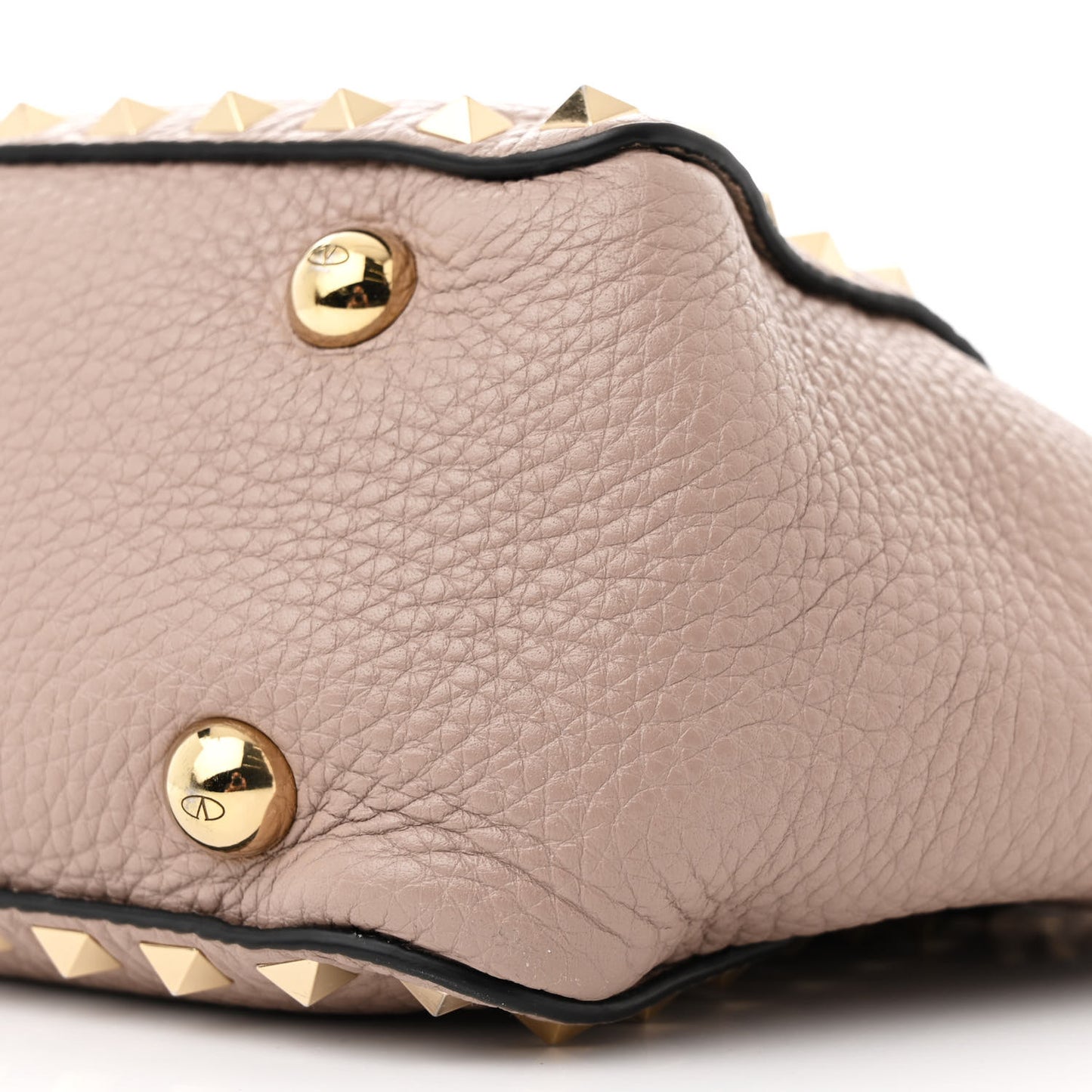 Pebbled Calfskin Mini Rockstud Tote Poudre